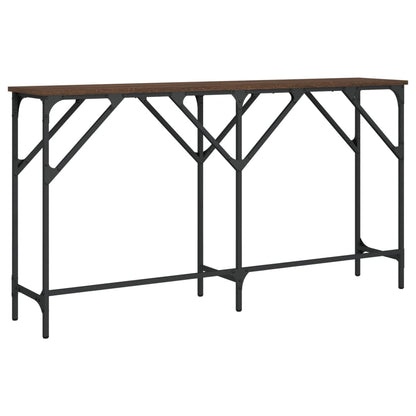 Brown Oak Console Table 140x29x75 cm - Engineered Wood Design