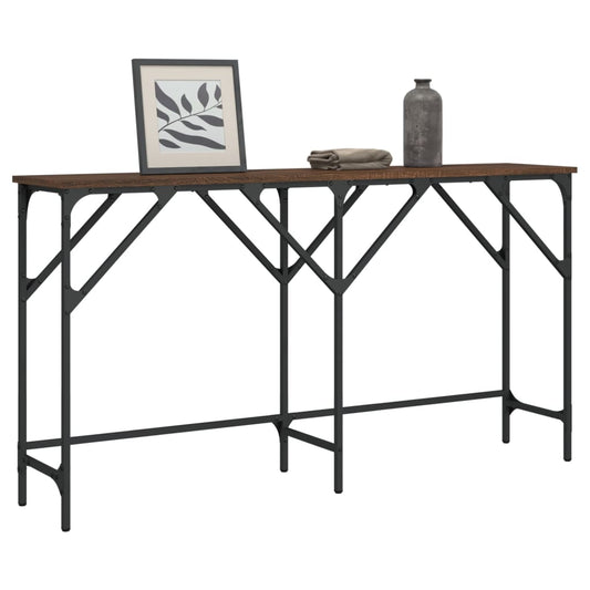 Brown Oak Console Table 140x29x75 cm - Engineered Wood Design