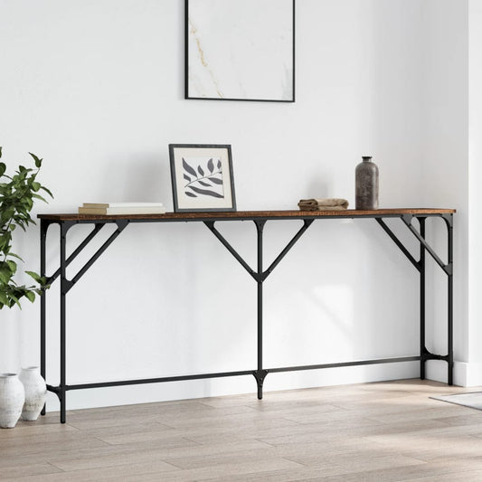 Brown Oak Console Table 180x23x75 cm | Engineered Wood