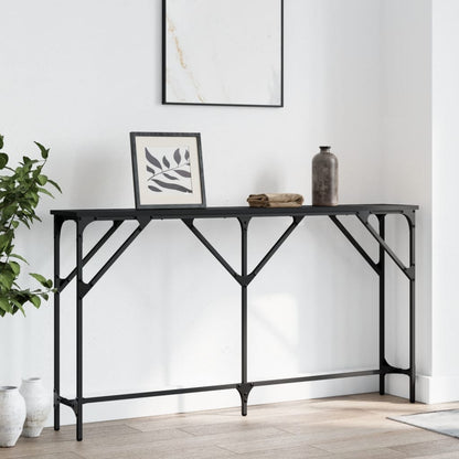 Sleek Black Console Table 140x23x75 cm - Engineered Wood Design