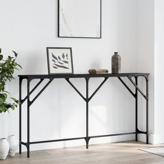 Sleek Black Console Table 140x23x75 cm - Engineered Wood Design