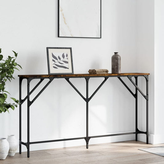 Smoked Oak Console Table 140cm - Engineered Wood Elegance