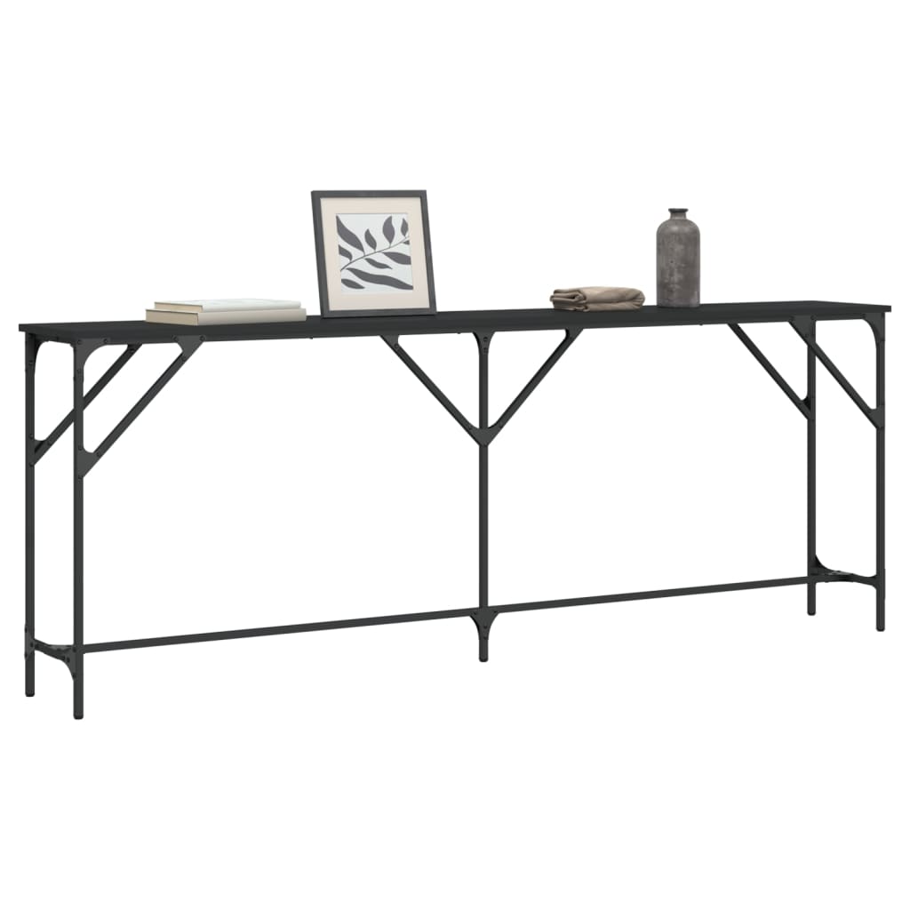 Sleek Black Console Table 200x29x75 cm - Engineered Wood Design