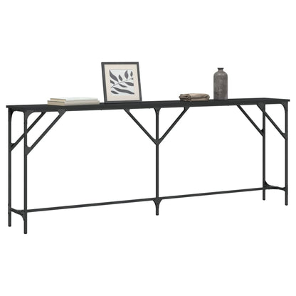 Sleek Black Console Table 200x29x75 cm - Engineered Wood Design