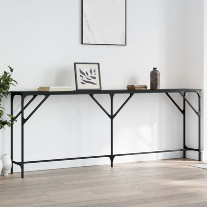 Sleek Black Console Table 200x29x75 cm - Engineered Wood Design