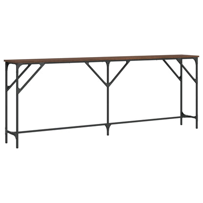Brown Oak Console Table - 200x29x75 cm, Engineered Wood