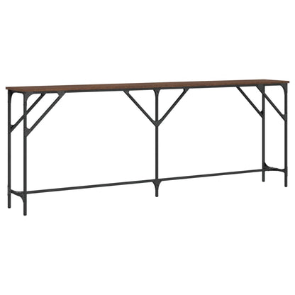 Brown Oak Console Table - 200x29x75 cm, Engineered Wood