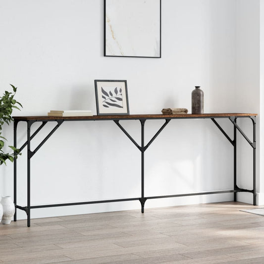 Brown Oak Console Table - 200x29x75 cm, Engineered Wood