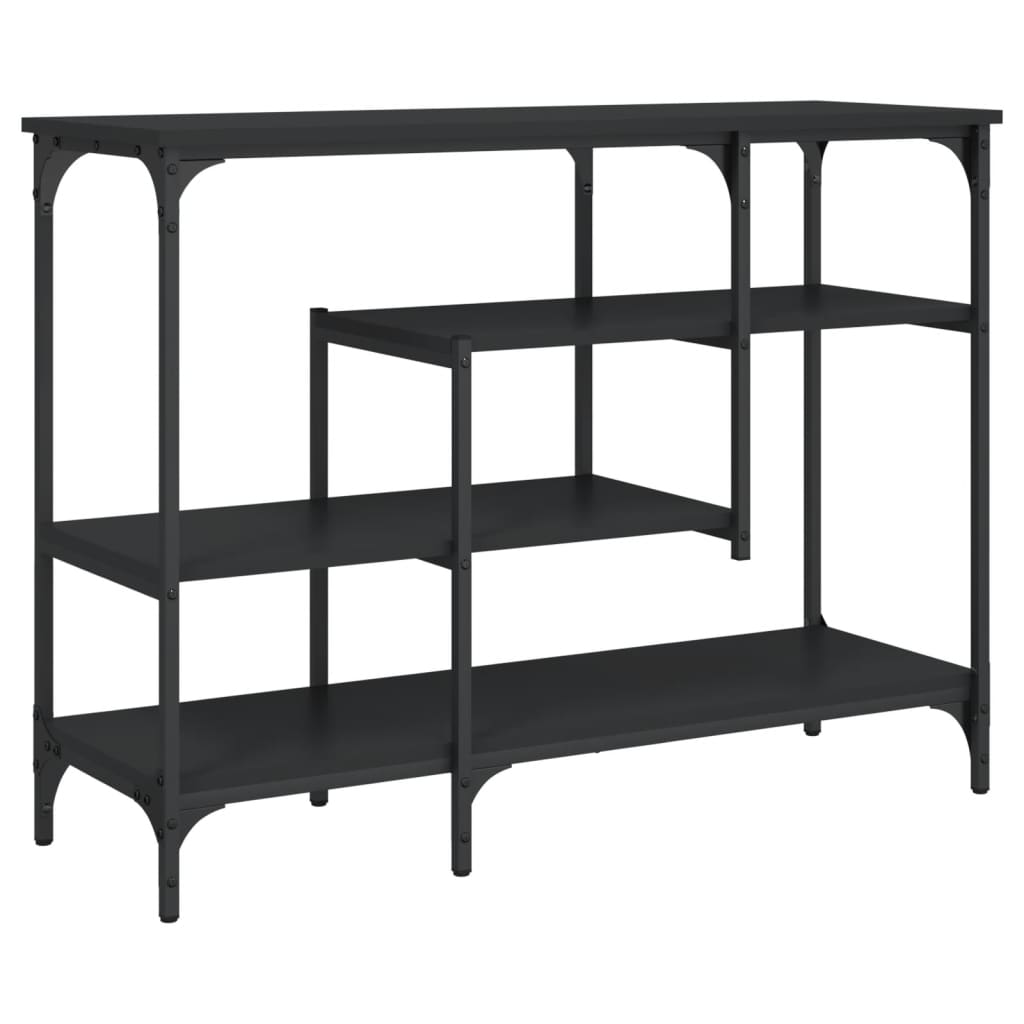 Black Console Table with Shelves - 100x35x75 cm, Elegant Design