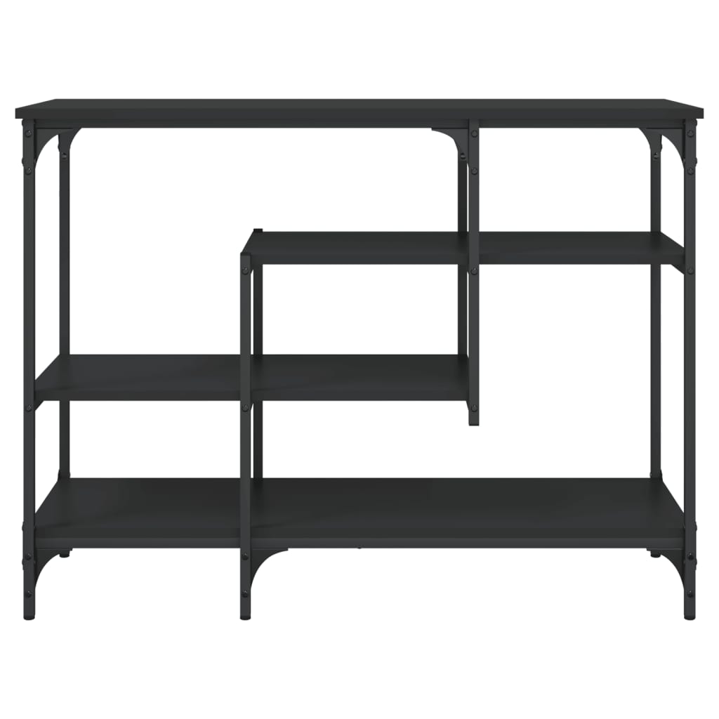 Black Console Table with Shelves - 100x35x75 cm, Elegant Design