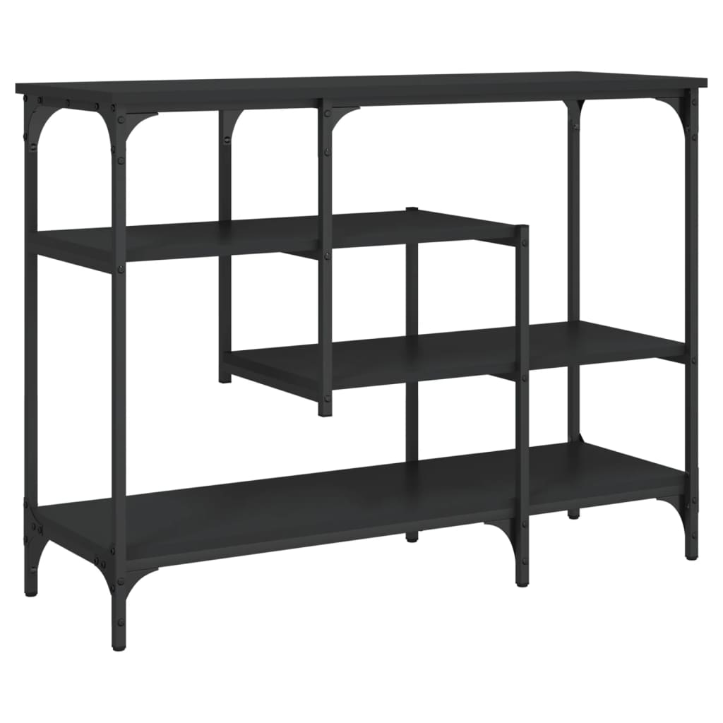 Black Console Table with Shelves - 100x35x75 cm, Elegant Design