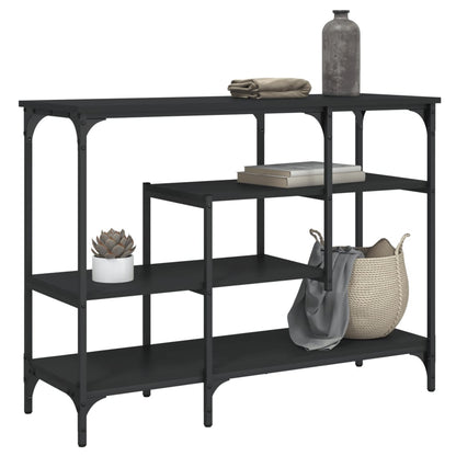 Black Console Table with Shelves - 100x35x75 cm, Elegant Design