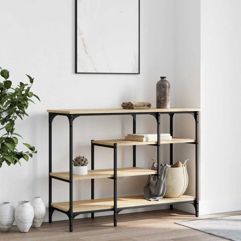Sonoma Oak Console Table with Shelves, 100x35x75 cm