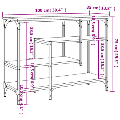 Grey Sonoma Console Table with Shelves 100x35x75 cm