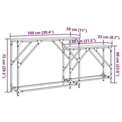 Smoked Oak Nesting Console Tables, 2-Piece Set, Engineered Wood