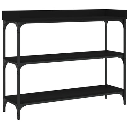 Sleek Black Console Table with Shelves - 100x30x80 cm, Modern Design