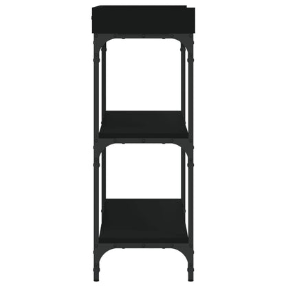 Sleek Black Console Table with Shelves - 100x30x80 cm, Modern Design