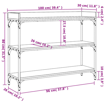 Sleek Black Console Table with Shelves - 100x30x80 cm, Modern Design