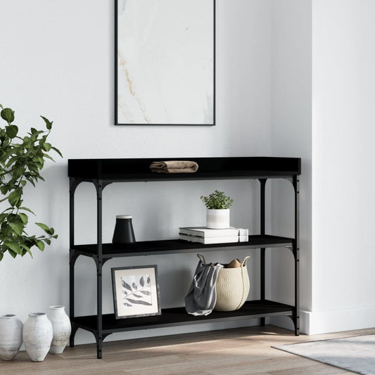 Sleek Black Console Table with Shelves - 100x30x80 cm, Modern Design