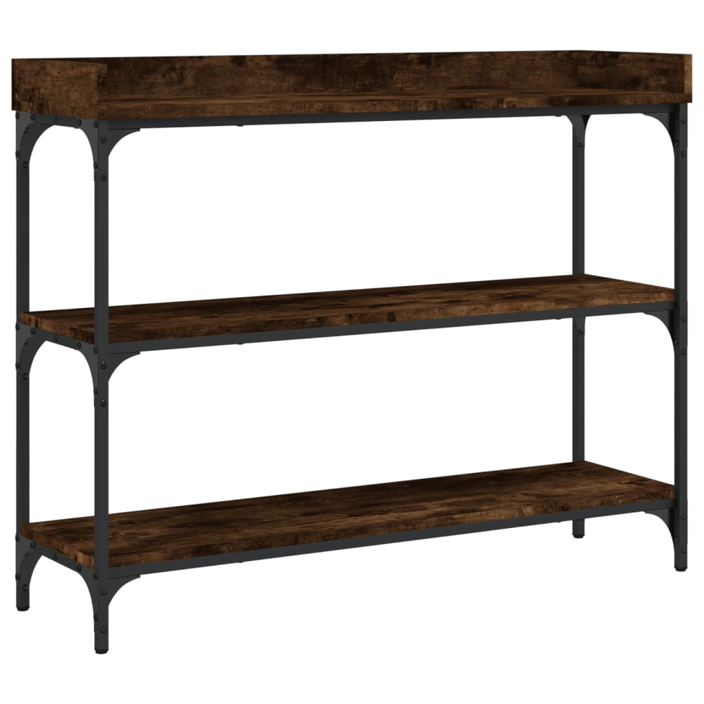 Smoked Oak Console Table with Shelves - 100x30x80 cm