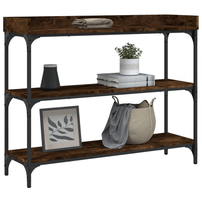 Smoked Oak Console Table with Shelves - 100x30x80 cm