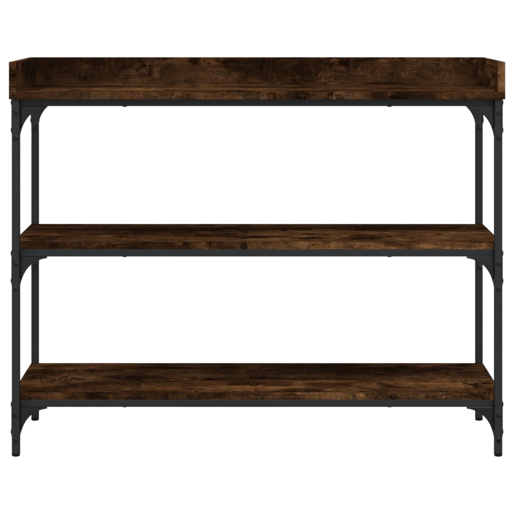 Smoked Oak Console Table with Shelves - 100x30x80 cm