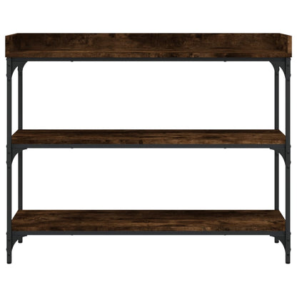 Smoked Oak Console Table with Shelves - 100x30x80 cm
