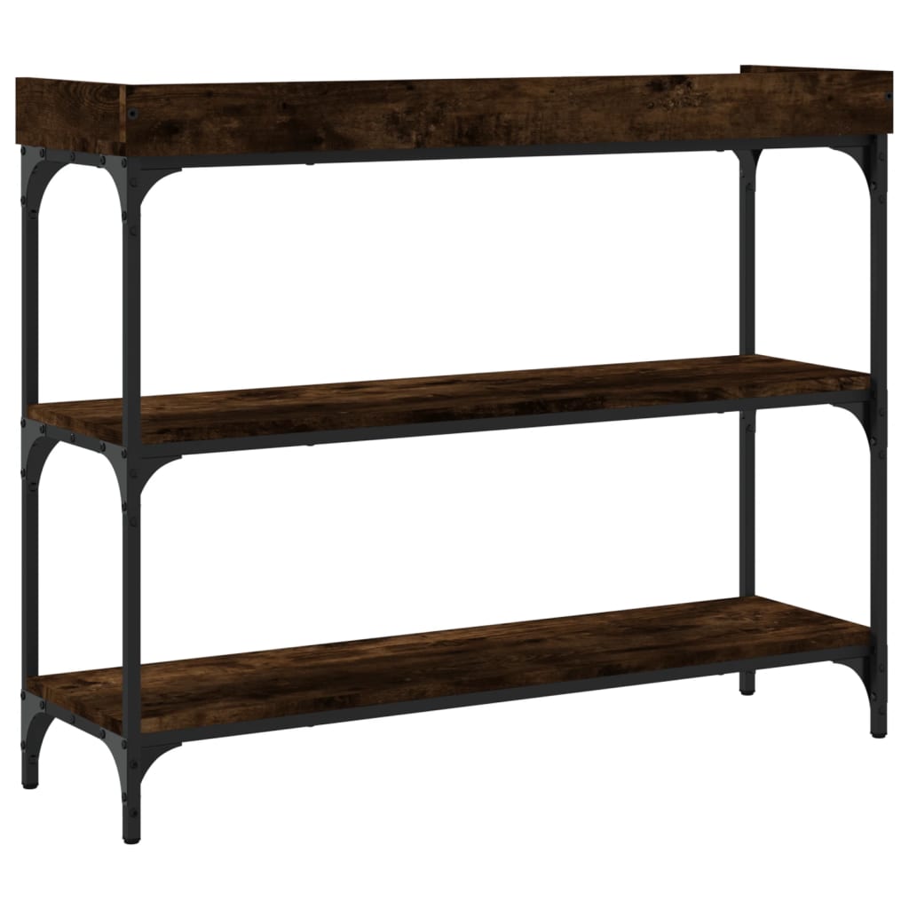 Smoked Oak Console Table with Shelves - 100x30x80 cm