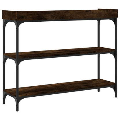 Smoked Oak Console Table with Shelves - 100x30x80 cm