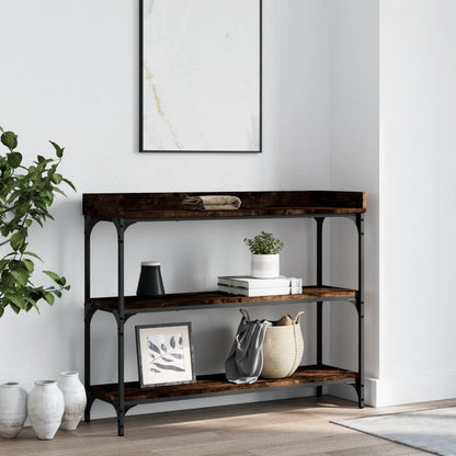 Smoked Oak Console Table with Shelves - 100x30x80 cm