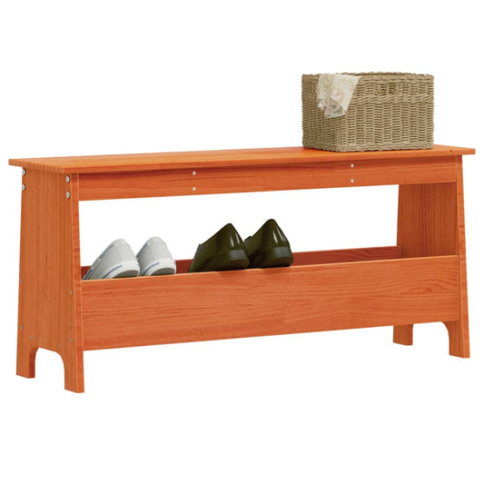 Solid Wood Pine Hall Bench, Wax Brown, 100x28x45 cm
