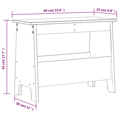 Solid Wood Pine Hall Bench 60x28x45 cm - Wax Brown Finish