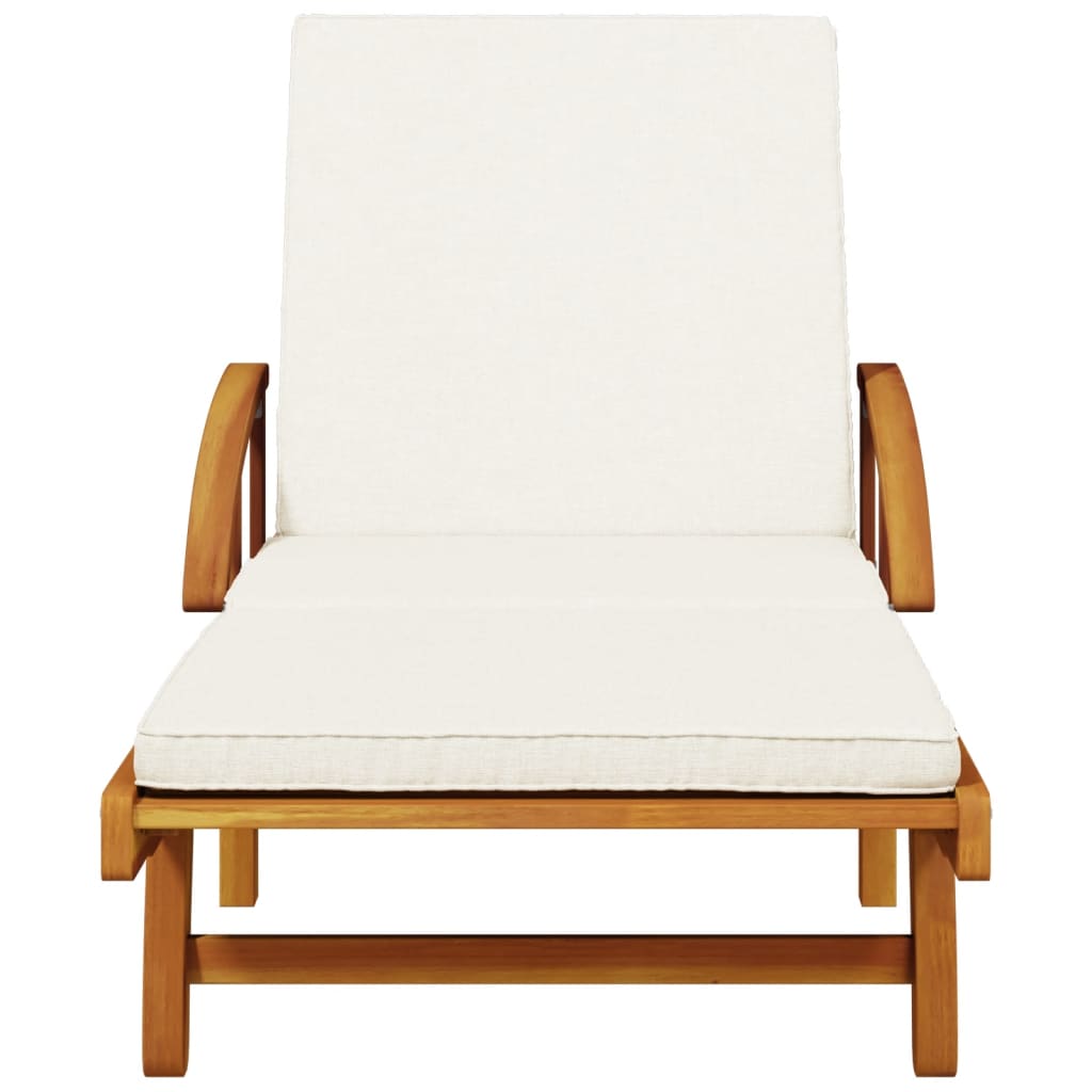 Solid Acacia Sun Loungers Set - 2pcs with Cushions, 200x68x83 cm