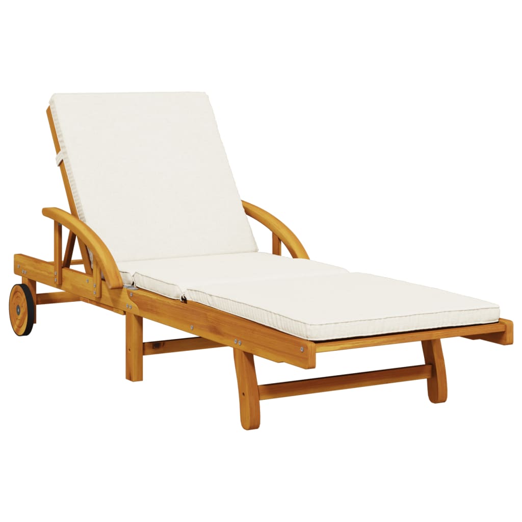 Solid Acacia Sun Loungers Set - 2pcs with Cushions, 200x68x83 cm