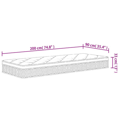 Pocket Spring Mattress Medium Plus 90x200 cm