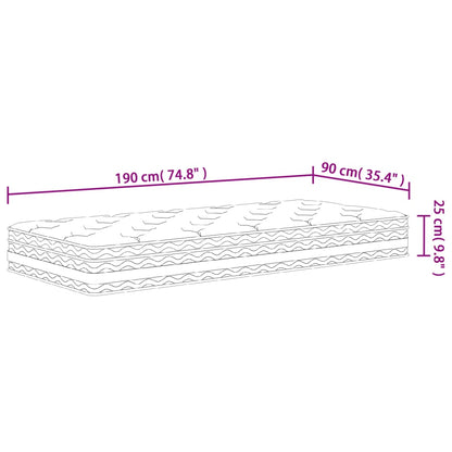 Pocket Spring Mattress Medium 90x190 cm Single Size