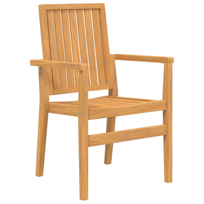 4-Piece Teak Stackable Garden Chairs - Solid Wood, 56.5x57.5x91 cm