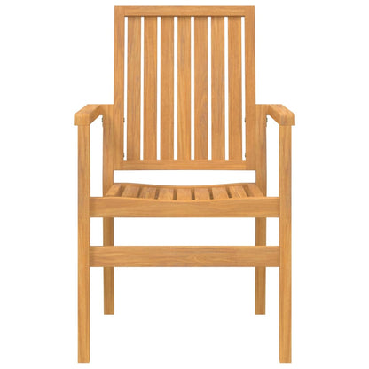 4-Piece Teak Stackable Garden Chairs - Solid Wood, 56.5x57.5x91 cm