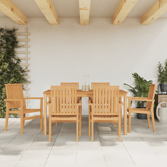 Solid Wood Teak Stackable Garden Chairs Set of 6 - Durable & Stylish