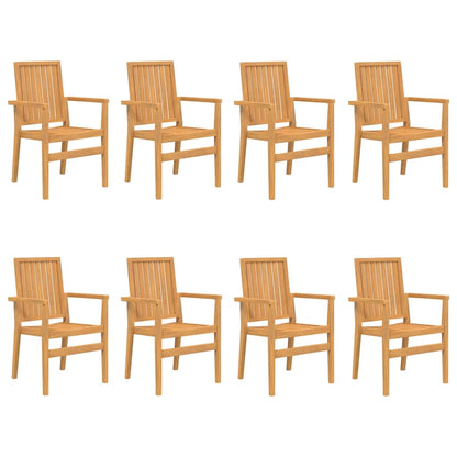 8-Piece Stackable Teak Garden Chairs – Solid Wood, 56.5x57.5x91 cm