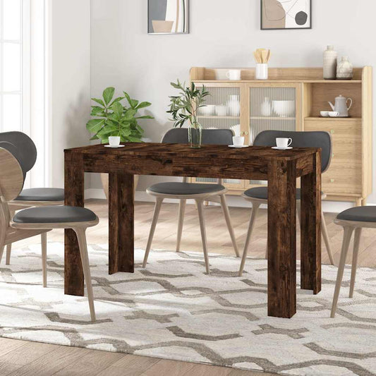 Smoked Oak Dining Table 120x60x76 cm - Engineered Wood Elegance