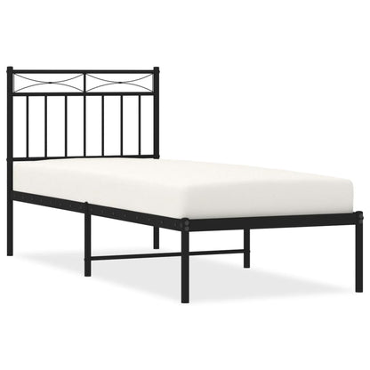 Black Metal Bed Frame with Headboard 80x200cm - No Mattress Included