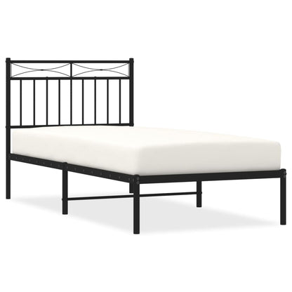 Black Metal Bed Frame w/ Headboard 90x190cm - Sturdy Modern Design