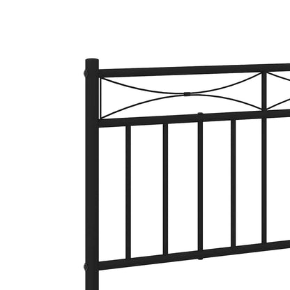 Sleek Black Metal Bed Frame with Headboard 100x200cm