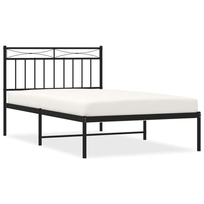 Black Metal Bed Frame with Headboard 107x203cm - No Mattress Included