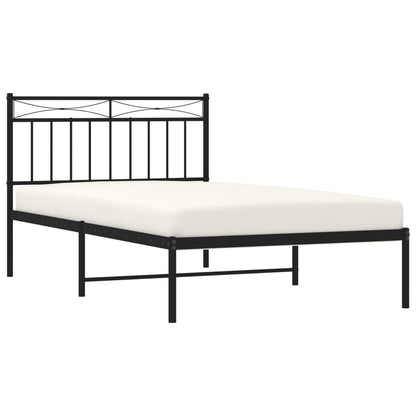 Black Metal Bed Frame with Headboard 107x203cm - No Mattress Included