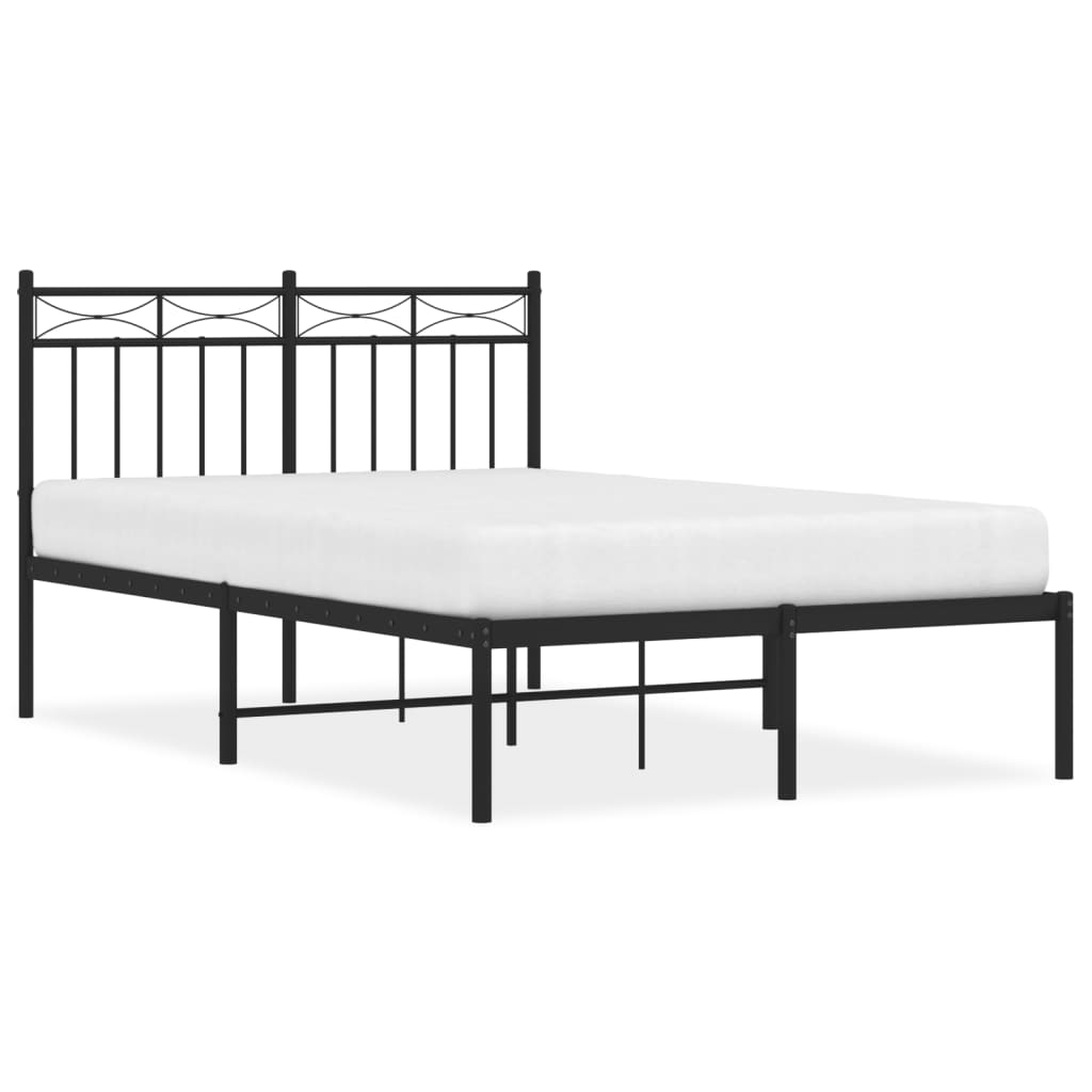 Stylish Black Metal Bed Frame with Headboard 120x200cm