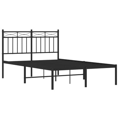 Stylish Black Metal Bed Frame with Headboard 120x200cm