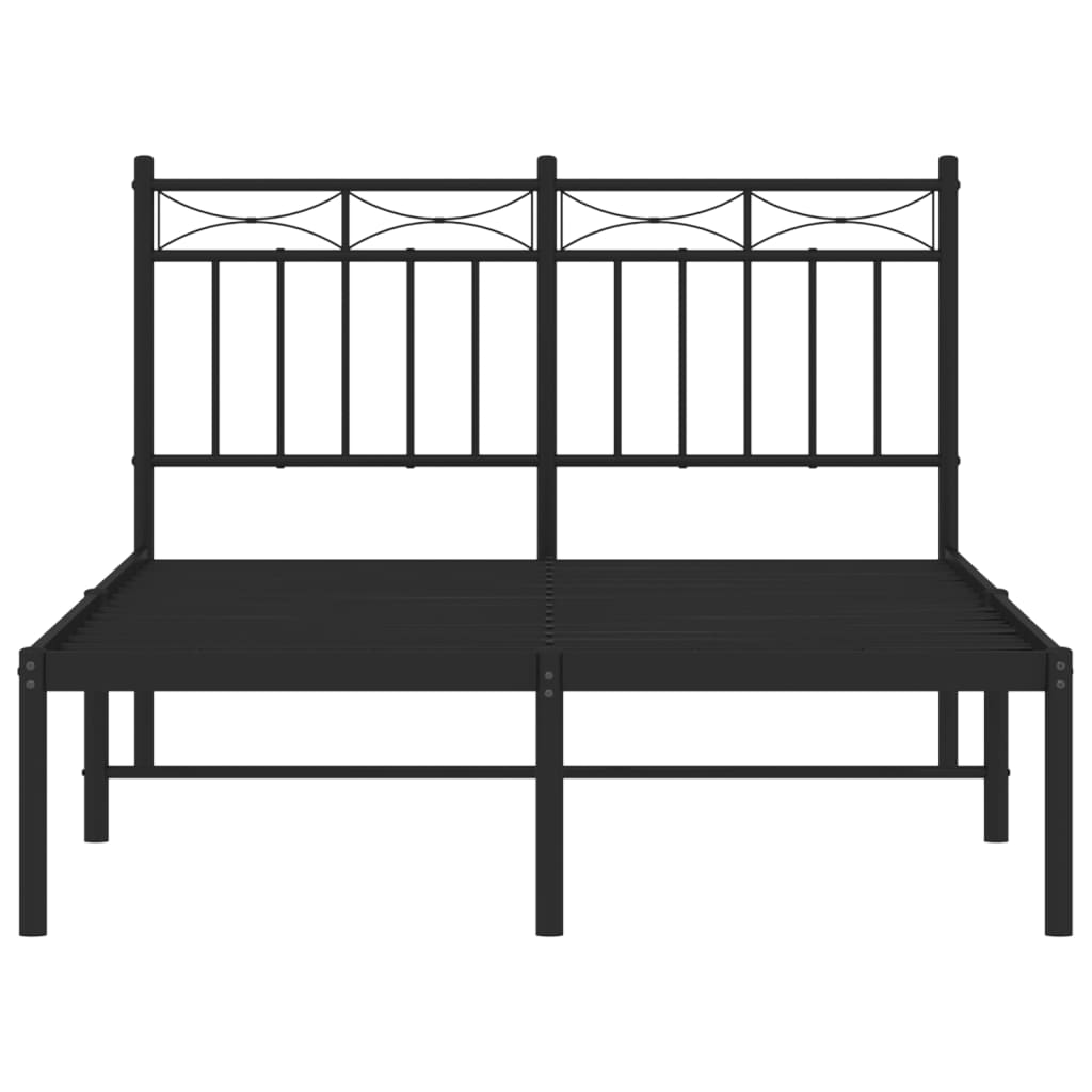 Stylish Black Metal Bed Frame with Headboard 120x200cm