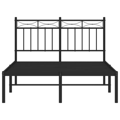 Stylish Black Metal Bed Frame with Headboard 120x200cm
